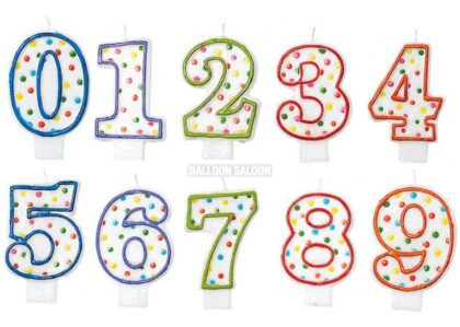 Colorful Polkadot Number Candle