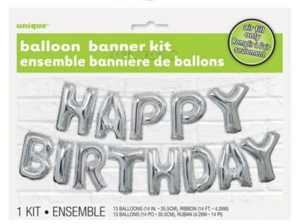 DIY Happy Birthday Silver Balloon Banner