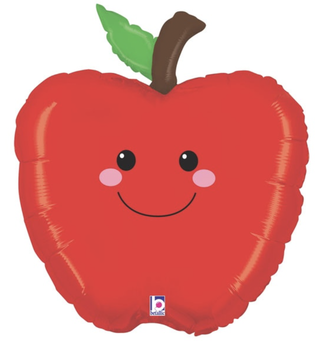 24-inch Smiling Apple Balloon with happy face