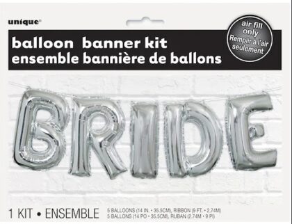 DIY Bride Balloon Silver Letter Banner
