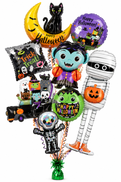 Haunted Family Halloween character balloon bouquet for same day balloon delivery in NYC