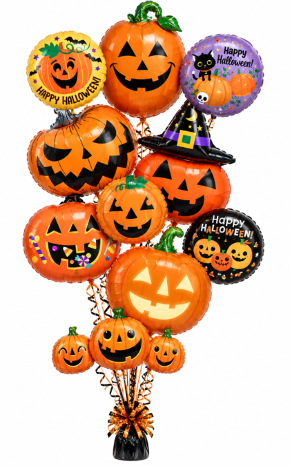 Pumpkin Patch Halloween balloon bouquet with jack-o-lantern balloons for NYC delivery