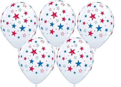 White with Red and Blue Stars