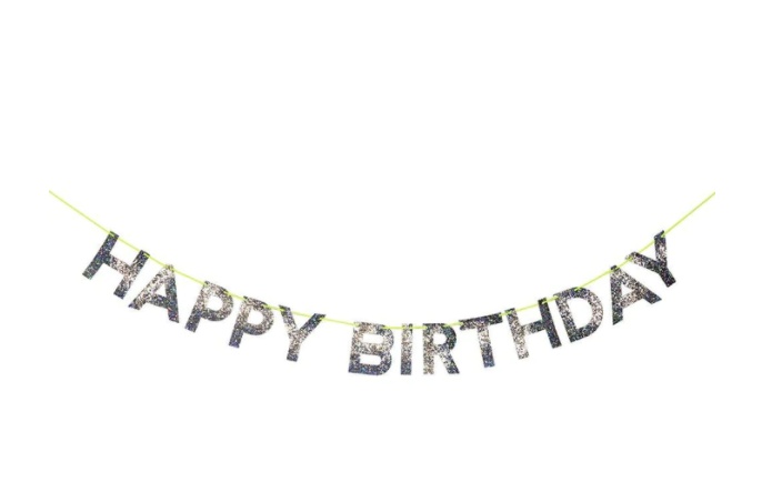 Silver Glitter Birthday Banner - Image 2