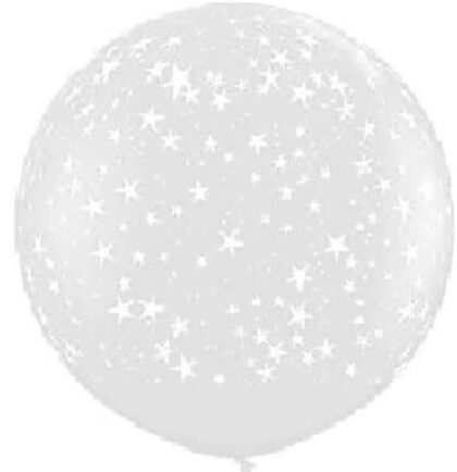 36" Clear With White Star Print