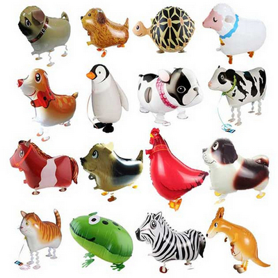 Walking animal balloons including dogs, farm animals and zoo animals