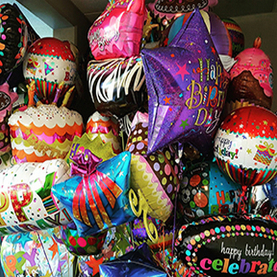 Colorful birthday Mylar balloons for NYC balloon delivery