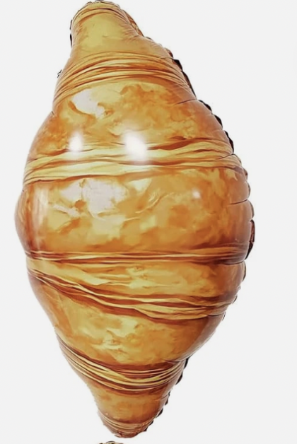 Realistic croissant-shaped foil balloon featuring a golden flaky buttery pastry design, perfect for bakery events, brunches, and food-themed celebrations.