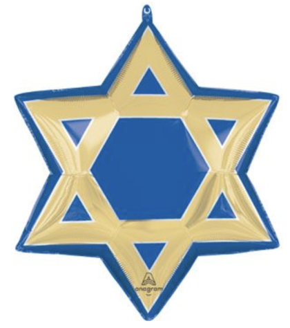 30-inch blue and gold Star of David Balloon