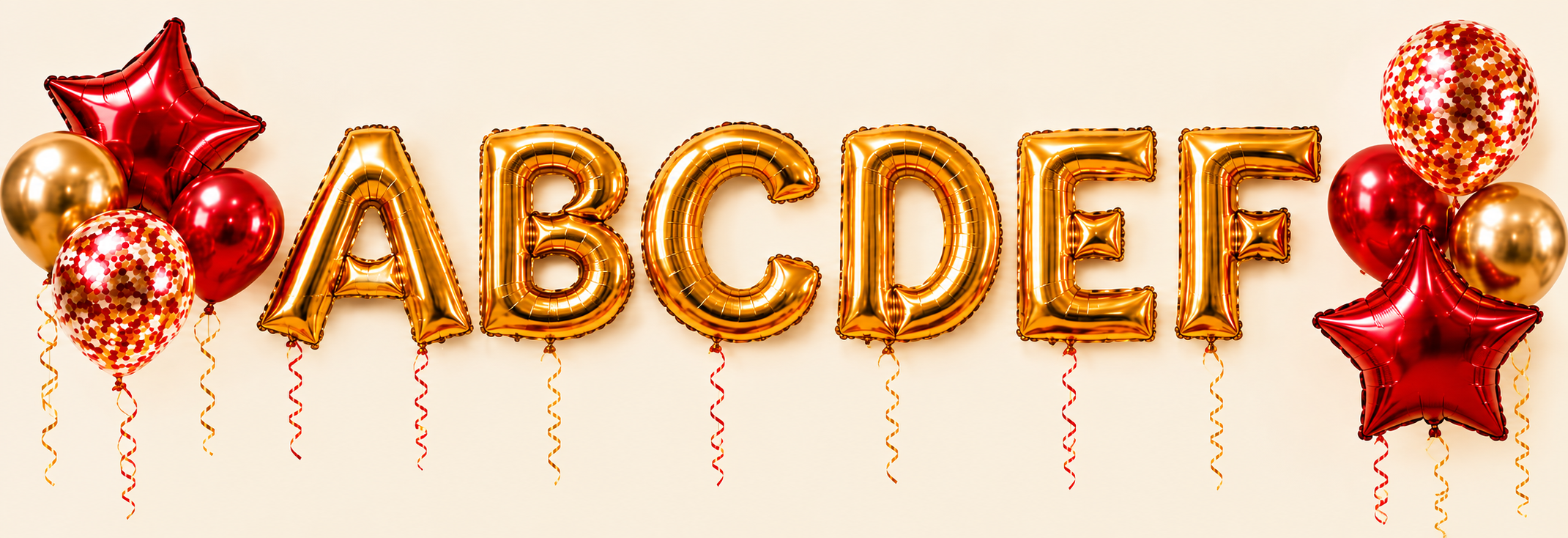 Gold balloon letters and custom letter balloons for names and celebrations in NYC