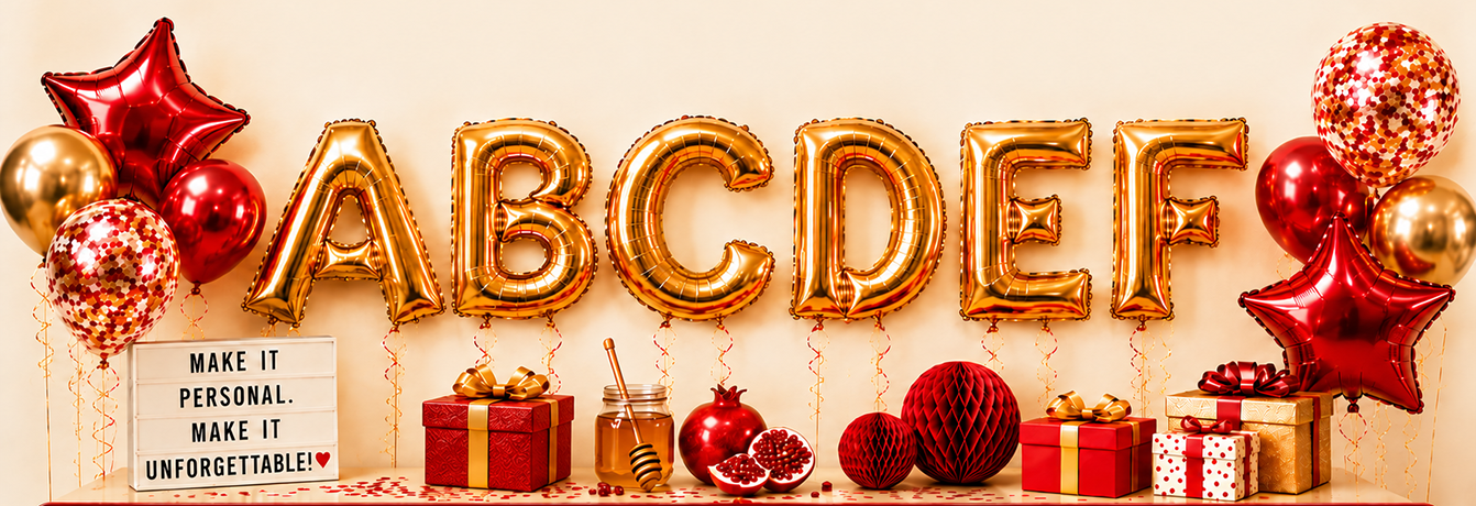 Gold balloon letters and custom letter balloons for names and celebrations in NYC