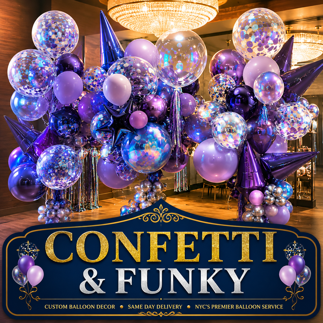 Confetti and funky balloons in NYC with same-day balloon delivery
