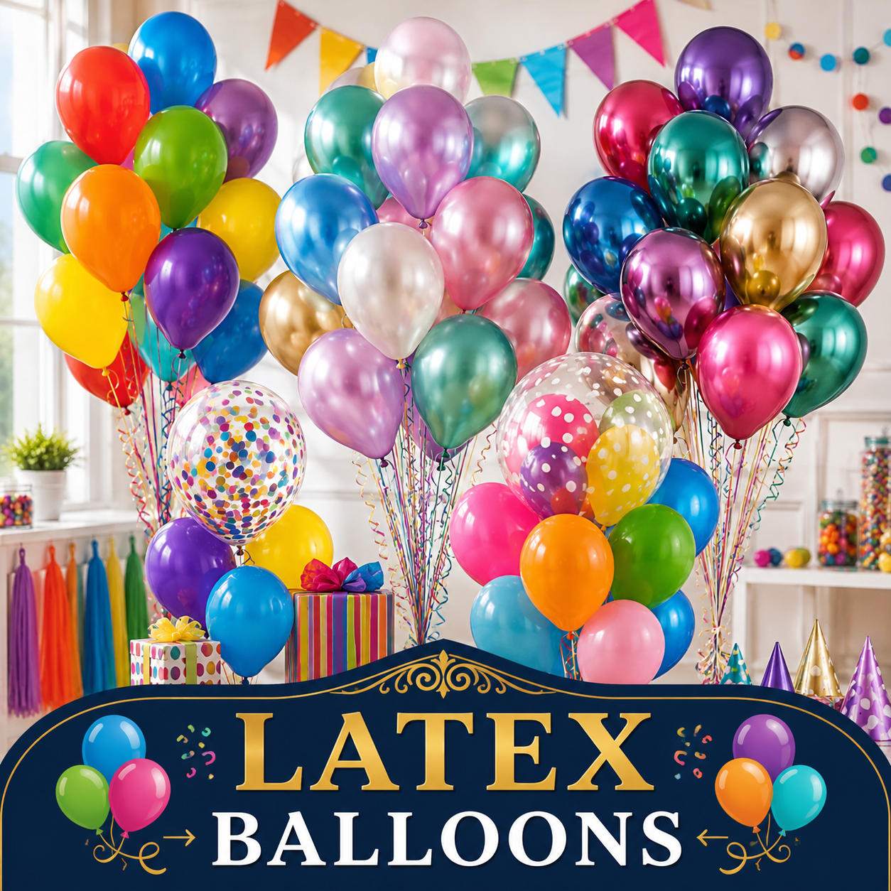 Colorful latex balloons in multiple colors and finishes from Balloon Saloon NYC
