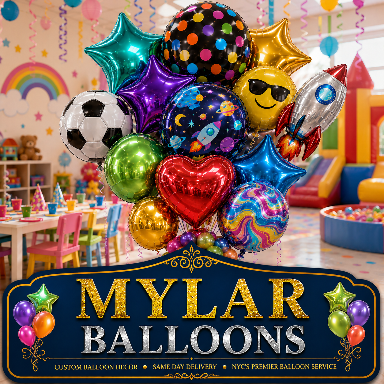 Colorful Mylar balloons with same-day balloon delivery in NYC