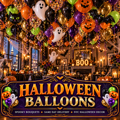 Halloween balloons and spooky balloon bouquets with same-day delivery in NYC