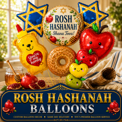 Rosh Hashanah balloons with apples and honey for same-day delivery in NYC