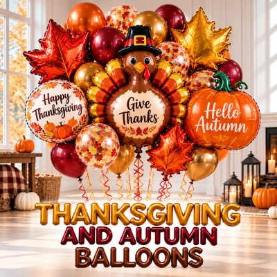 Thanksgiving and autumn balloons in NYC with turkey, pumpkin and fall balloon designs